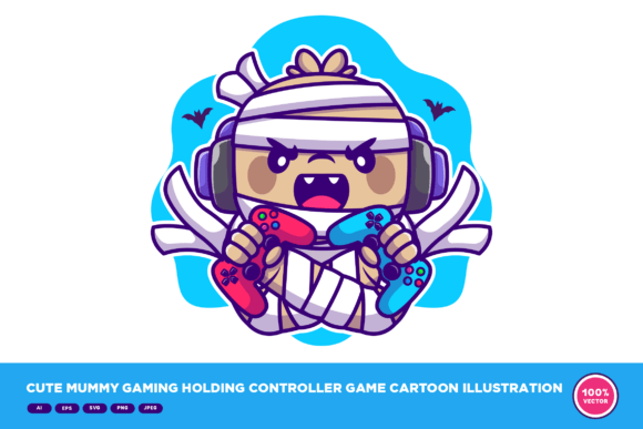 Cute Mummy Gaming Holding Controller: Bringing Playful Spookiness to Your Creative Projects