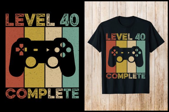 LEVEL 40 COMPLETE Gaming T-Shirt – A Strategic Design Asset for Print and Branding