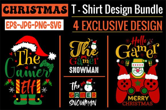 Unwrap Creative Joy: Your Ultimate Christmas Gaming T-Shirt Design Bundle